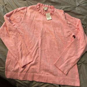 New JCREW Size S Ruffleneck Sweater in Pink Heather